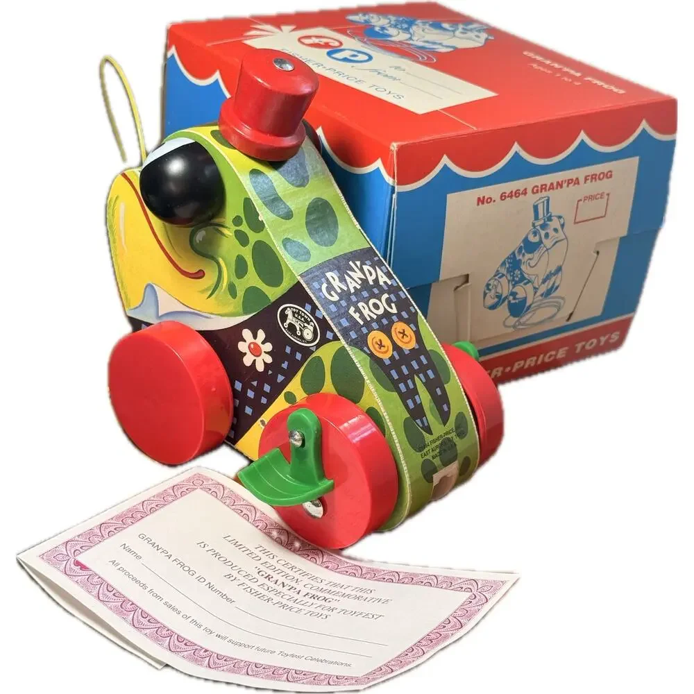 Vtg 1994 Fisher Price Gran’Pa Frog Pull Toy Commemorative Limited Edition in Box